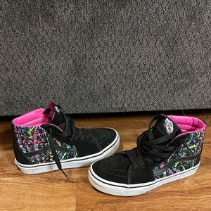 Vans Sk8-hi Paint Splatter Black/neon Multicolor Kids Unisex Size 3.